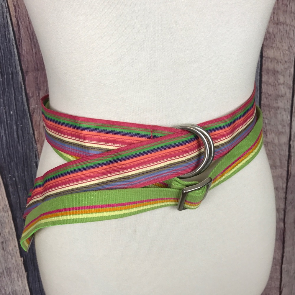 Bundle Two Bright Striped Rainbow Belts 90s/Y2K L